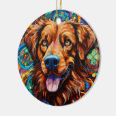 Hond Glas in lood Keramische Boomdecoratie Keramisch Ornament (Links)