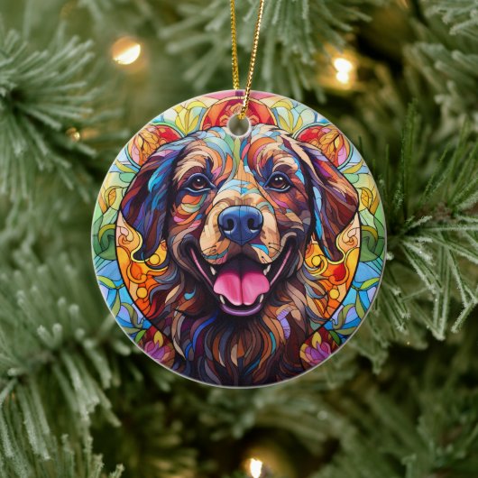 Hond Glas in lood Keramische Boomdecoratie Keramisch Ornament (Boom)