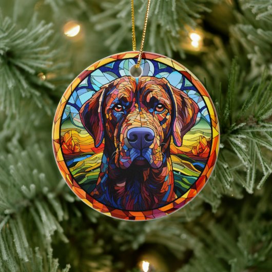 Hond Glas in lood Keramische Boomdecoratie Keramisch Ornament (Boom)