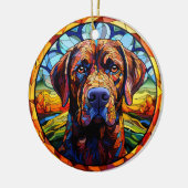 Hond Glas in lood Keramische Boomdecoratie Keramisch Ornament (Links)