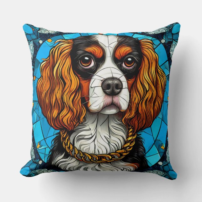 Hond Glas-in-Lood Portret Kussen (Voorkant)