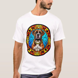 Hond Glas in lood stijl artwork T-shirt