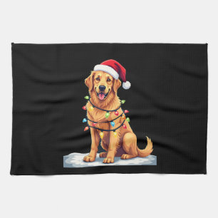 Hond Golden Retriever Kerstman Kerstmis Xmas Licht Theedoek
