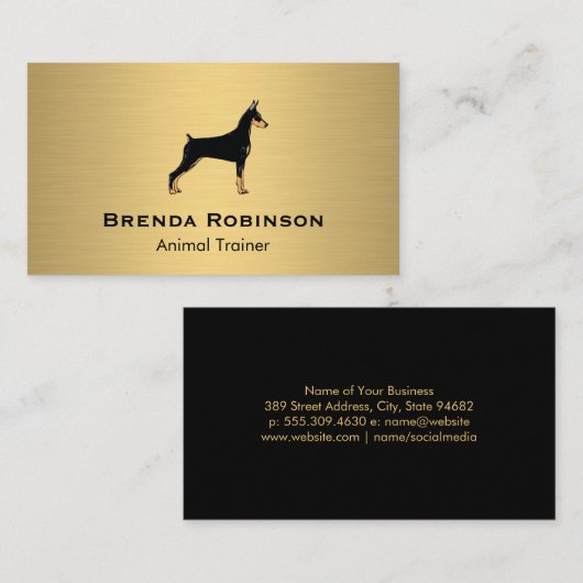 Hond | Gouden Metallic Achtergrond Visitekaartje (Voorkant / Achterkant)