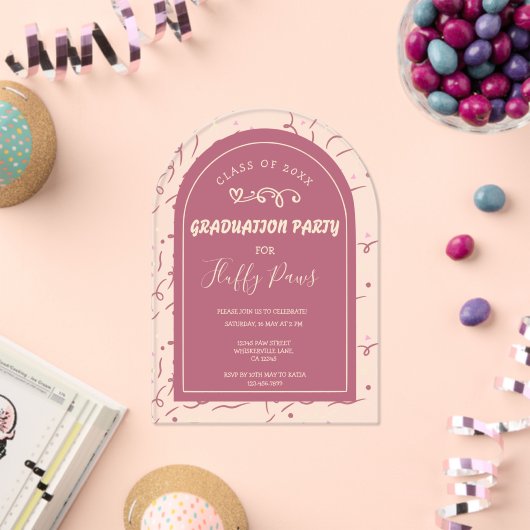 Hond Graduatie Feest Aankondiging Roze Goud (Insitu (Viering))