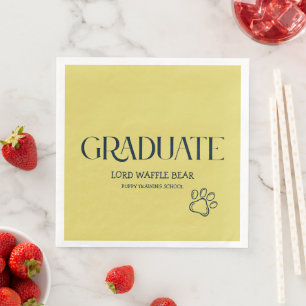 Hond Graduatie Feest Huisdier Foto Marineblauw en Servet