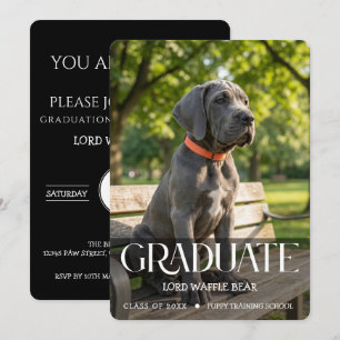 Hond Graduatie Feest Uitnodiging Huisdier Foto Zwa