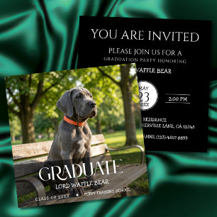 Hond Graduatie Feest Uitnodiging Huisdier Foto Zwa
