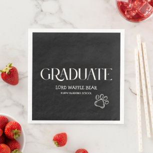 Hond Graduatie Feestje Huisdier Foto Zwart & Wit Servet