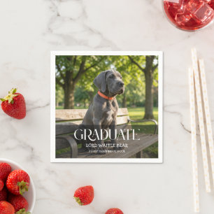 Hond Graduatie Feestje Huisdier Foto Zwart & Wit Servet