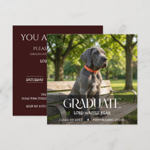 Hond Graduatie Huisdier Foto Zwarte Kers Kaart
