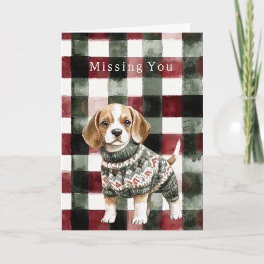 Hond Groene Trui Kerstmis Kaart (Voorkant)
