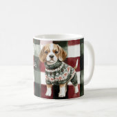 Hond Groene Trui Kerstmis Koffiemok (Voorkant rechts)