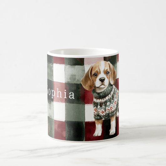 Hond Groene Trui Kerstmis Koffiemok (Center)
