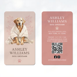 Hond Groomer Blush Elegant QR Code Visitekaartje