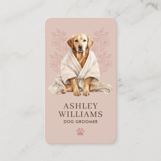 Hond Groomer Blush Elegant QR Code Visitekaartje (Voorkant)