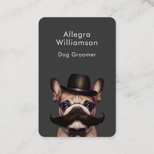 Hond Groomer Franse Bulldog QR-code Visitekaartje (Voorkant)