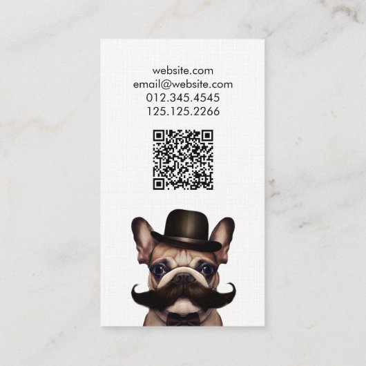 Hond Groomer Fun Franse Bulldog QR-code Visitekaartje (Achterkant)