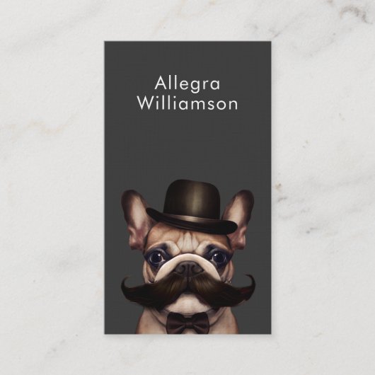 Hond Groomer Fun Franse Bulldog QR-code Visitekaartje (Voorkant)