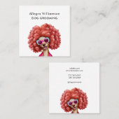 Hond Groomer Fun Pink Poodle Vierkante Visitekaartje (Voorkant / Achterkant)