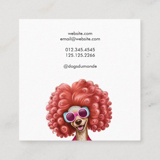 Hond Groomer Fun Pink Poodle Vierkante Visitekaartje (Achterkant)