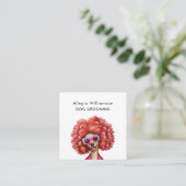 Hond Groomer Fun Pink Poodle Vierkante Visitekaartje (Staand voorkant)