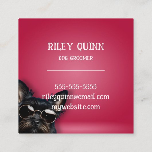 Hond Groomer Paw Print Rand Vierkante Visitekaartje (Achterkant)