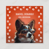 Hond Groomer Paw Prints Vierkante Visitekaartje (Voorkant)