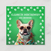 Hond Groomer Paw Prints Vierkante Visitekaartje (Voorkant)
