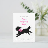 Hond Grooming Afspraak Pink Bow Black Puppy Briefkaart (Staand voorkant)