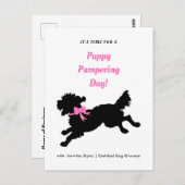 Hond Grooming Afspraak Pink Bow Black Puppy Briefkaart (Voorkant / Achterkant)