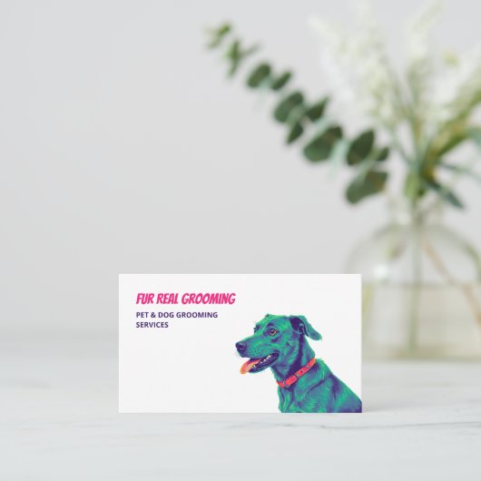 Hond Grooming Custom QR Visitekaartje (Staand voorkant)
