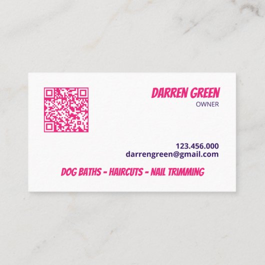 Hond Grooming Custom QR Visitekaartje (Achterkant)