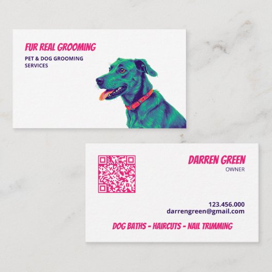 Hond Grooming Custom QR Visitekaartje (Voorkant / Achterkant)
