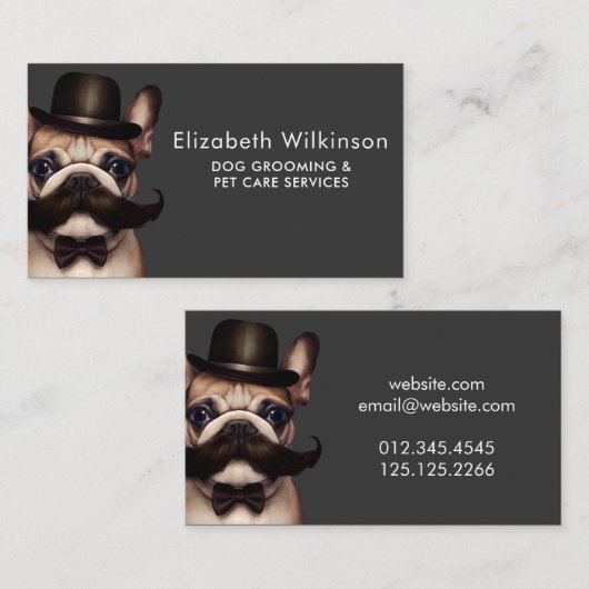 Hond Grooming Fun Pet Franse Bulldog Visitekaartje (Voorkant / Achterkant)