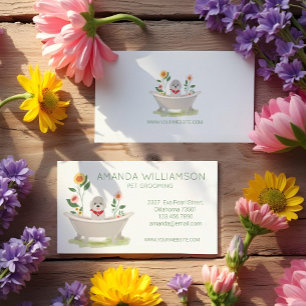 Hond Grooming Maltese poedel hond in bad Visitekaartje