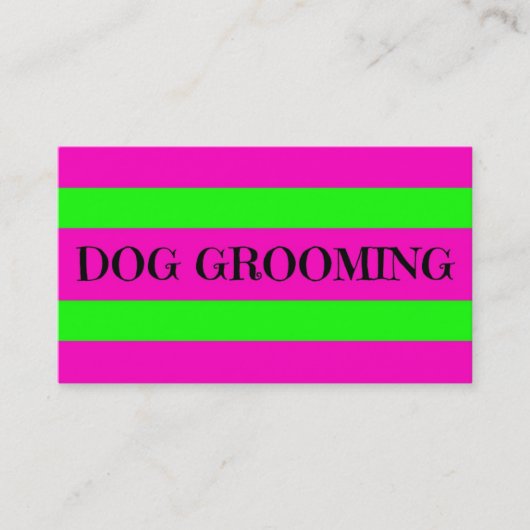 Hond Grooming Neon Groen en Hot Pink Visitekaartje (Voorkant)