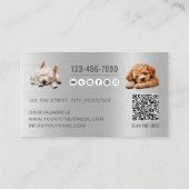Hond Grooming QR Code Sociale Media Huisdier Sitte Visitekaartje (Achterkant)