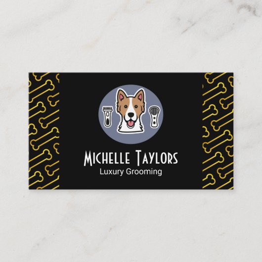 Hond Grooming Tools | Gouden Botten Visitekaartje (Voorkant)