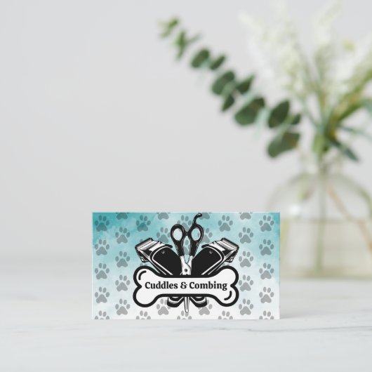 Hond Grooming Tools | Huisdierenservices Afsprakenkaartje (Staand voorkant)