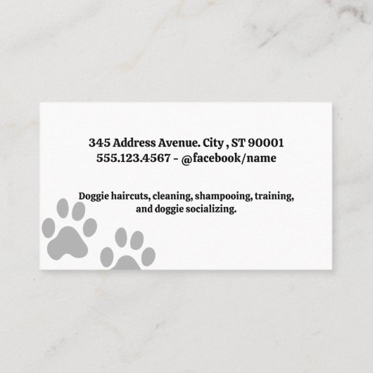 Hond Grooming Tools | Huisdierenservices Afsprakenkaartje (Achterkant)