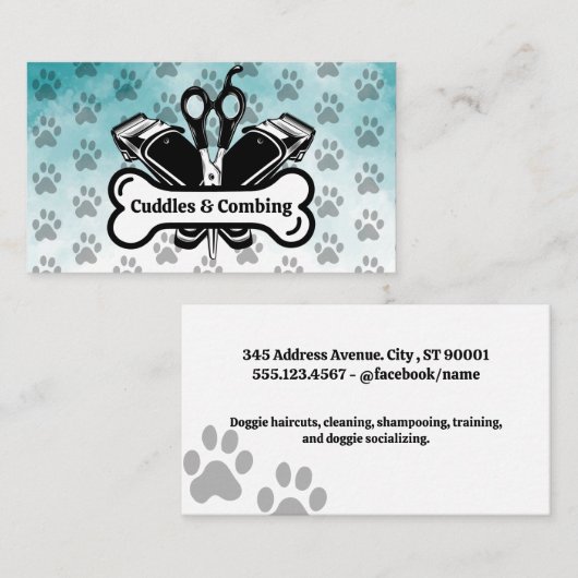 Hond Grooming Tools | Huisdierenservices Afsprakenkaartje (Voorkant / Achterkant)