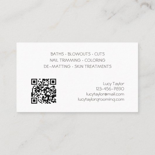 Hond Grooming Trainer Wandelen Zitten Visitekaartje (Achterkant)