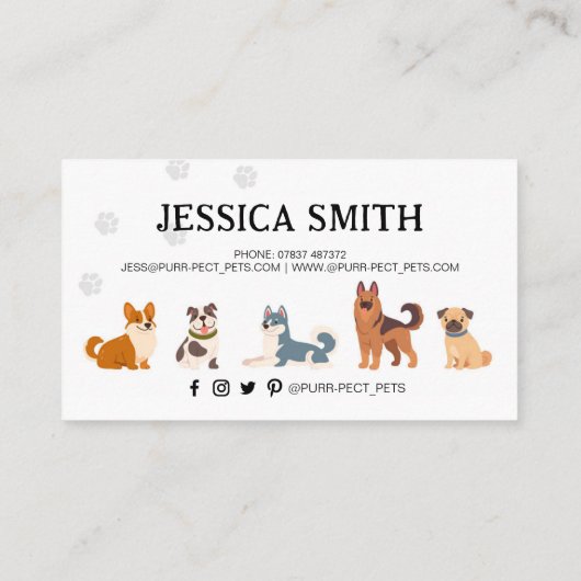 Hond Grooming Walking Pet Groomer Hounds Visitekaartje (Achterkant)