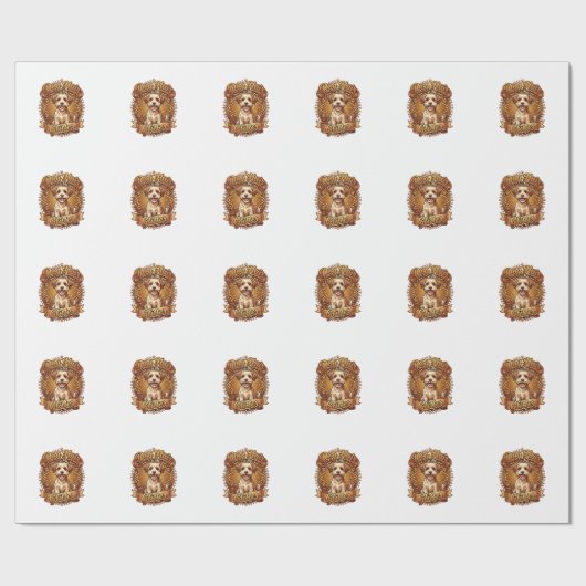 Hond Haar Is Glitter Fluffy Gouden Lint_1 Cadeaupapier (Vlak)
