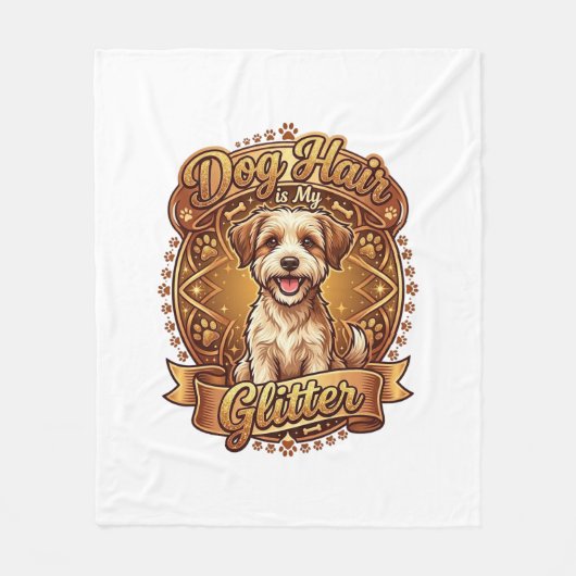 Hond Haar Is Glitter Fluffy Gouden Lint_1 Fleece Deken (Voorkant)