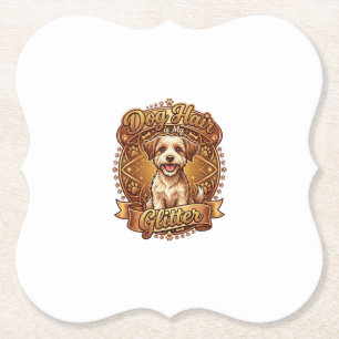 Hond Haar Is Glitter Fluffy Gouden Lint_1 Kartonnen Onderzetters