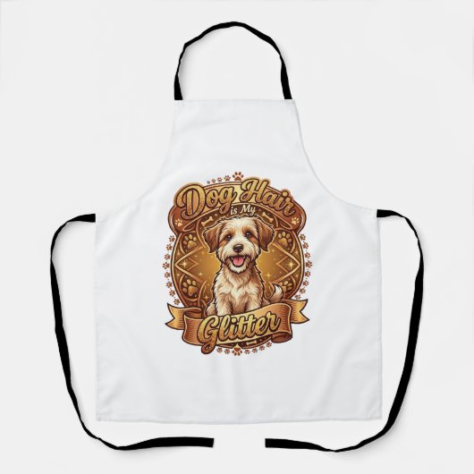 Hond Haar Is Glitter Fluffy Gouden Lint_1 Schort (Voorkant)