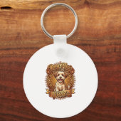 Hond Haar Is Glitter Fluffy Gouden Lint_1 Sleutelhanger (Voorkant)