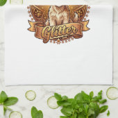 Hond Haar Is Glitter Fluffy Gouden Lint_1 Theedoek (Gevouwen)